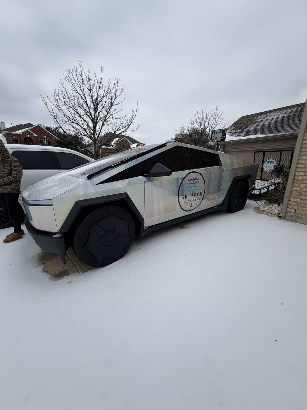 Skipper Pool & Spa Cybertruck in snow